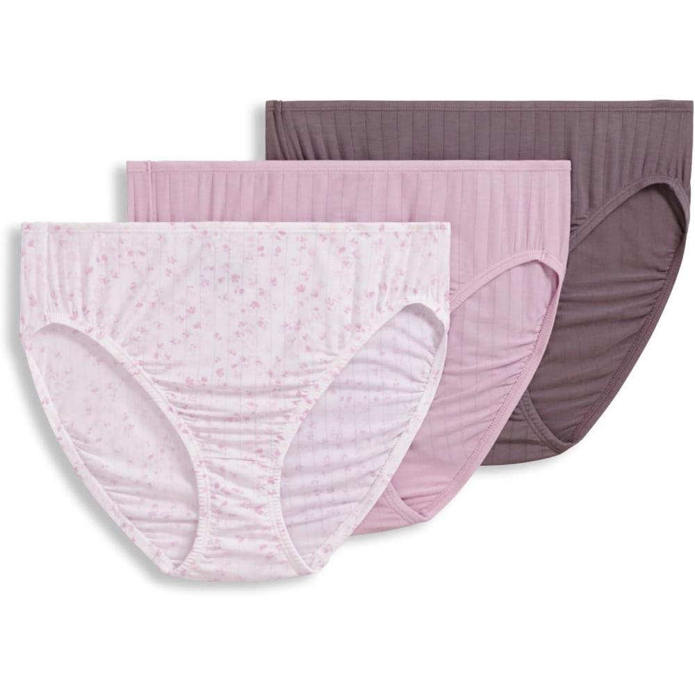 imageJockey Womens Underwear Supersoft Breathe French Cut  3 PackMauve Layered Floral SprigSmokey PurpleTwilight Sands