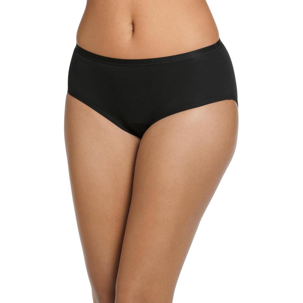 imageJockey Womens Underwear Worry Free Cotton Stretch Heavy Absorbency Full Coverage HipsterBlack