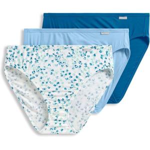 Jockey Women’s Underwear Supersoft Breathe French Cut – 3 Pack(Layered Blue Floral Sprig/Blue Stardust/Azurite Sea)