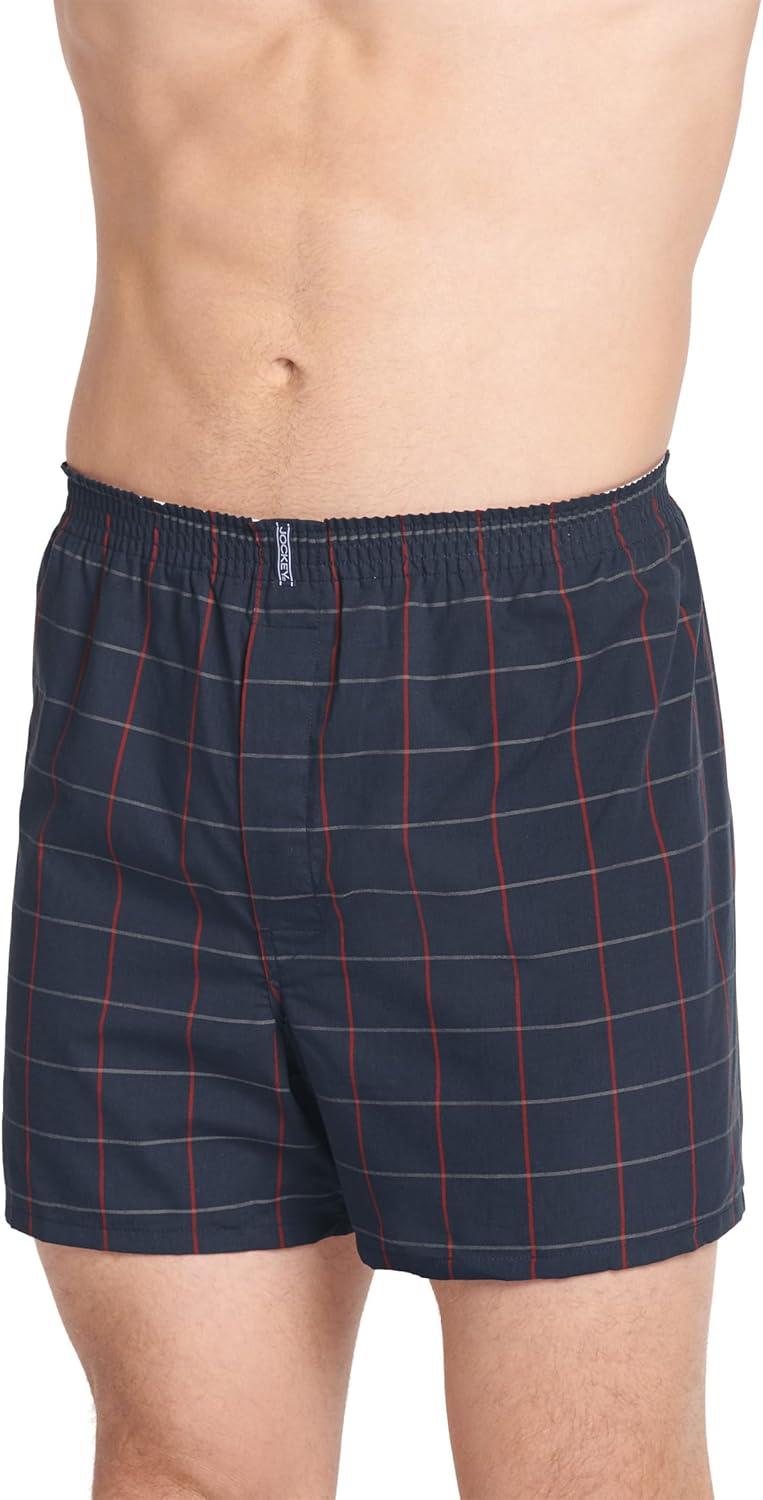 imageJockey Mens Underwear Big Man Full Cut 5 Boxer 2 PackRed TartanNavy Windowpane