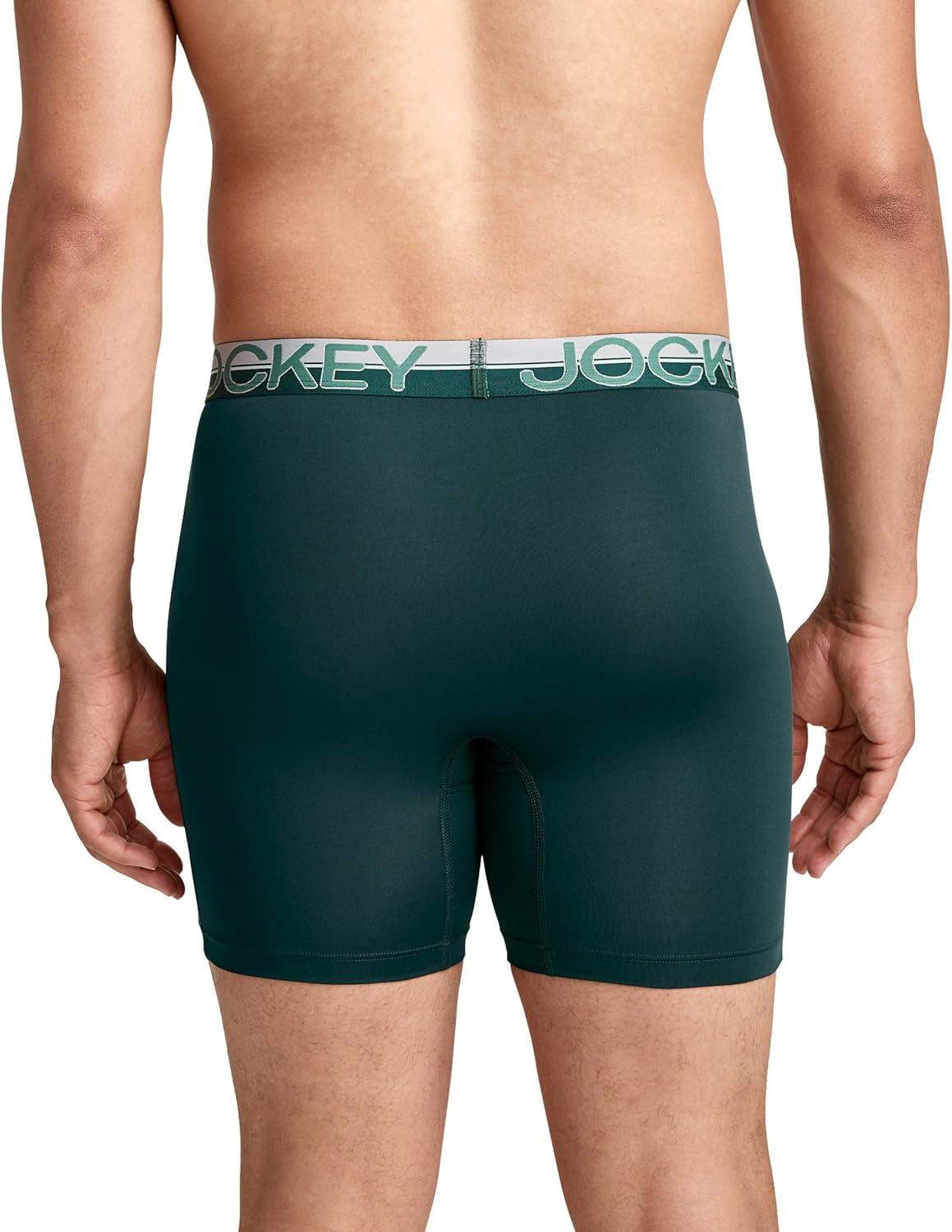 imageJockey Mens Underwear Infinite Cool Microfiber Stretch 6 Boxer Brief 3 PackAmazon Green