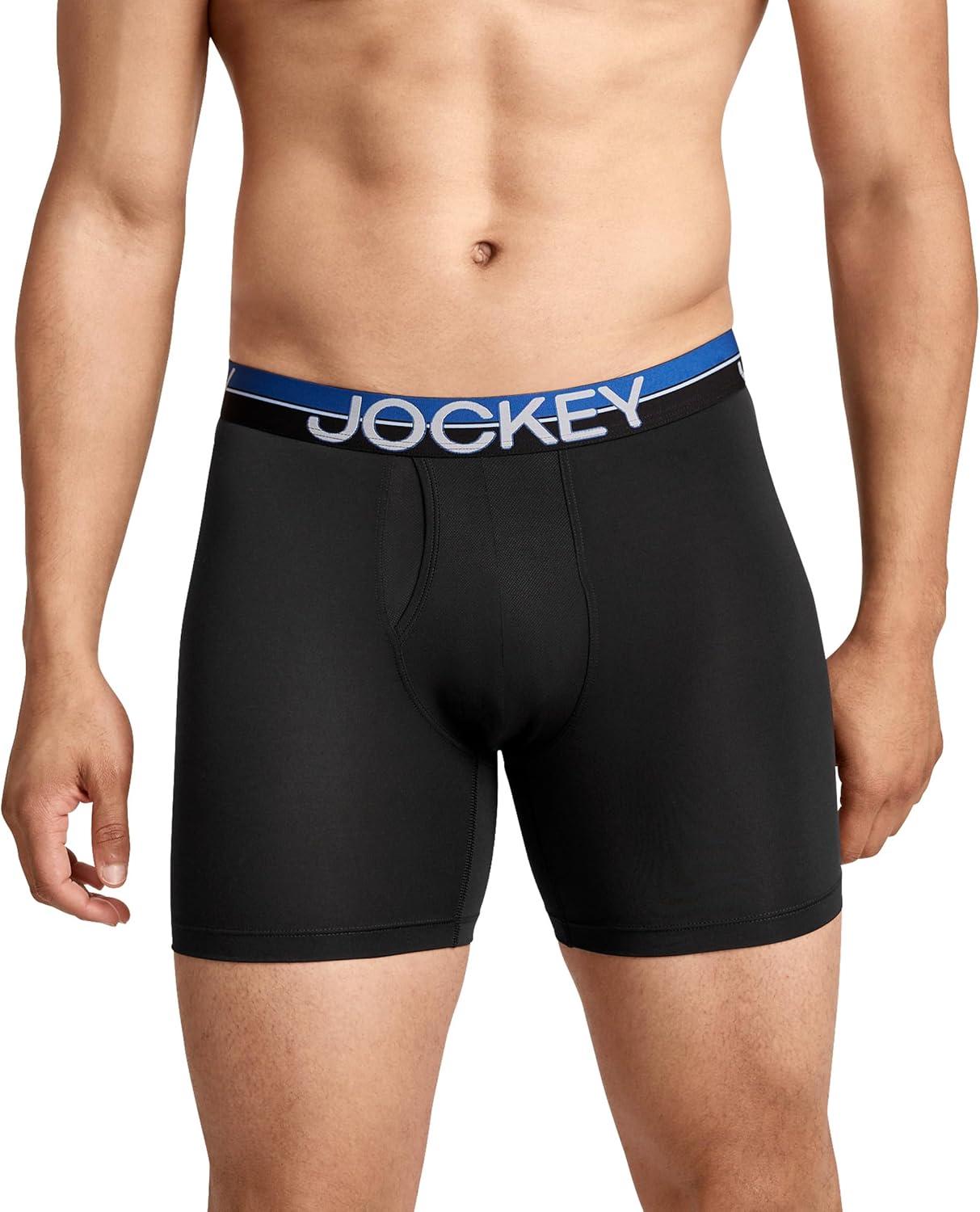imageJockey Mens Underwear Infinite Cool Microfiber Stretch 6 Boxer Brief 3 PackBlack