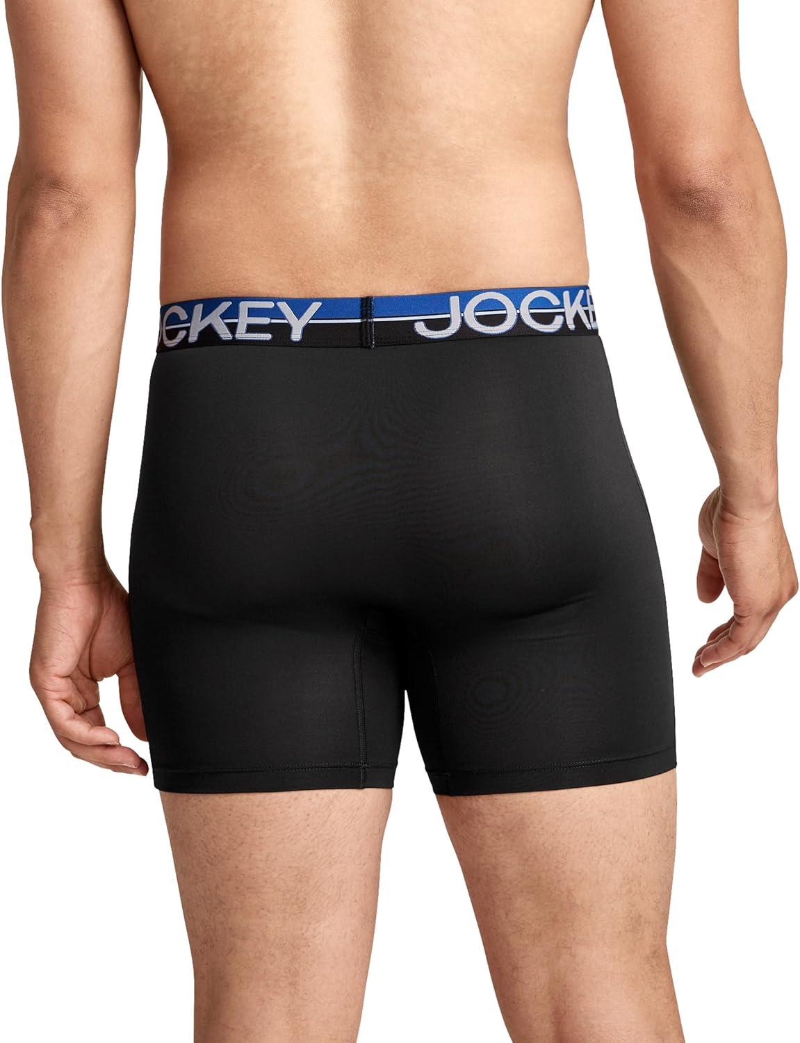 imageJockey Mens Underwear Infinite Cool Microfiber Stretch 6 Boxer Brief 3 PackBlack