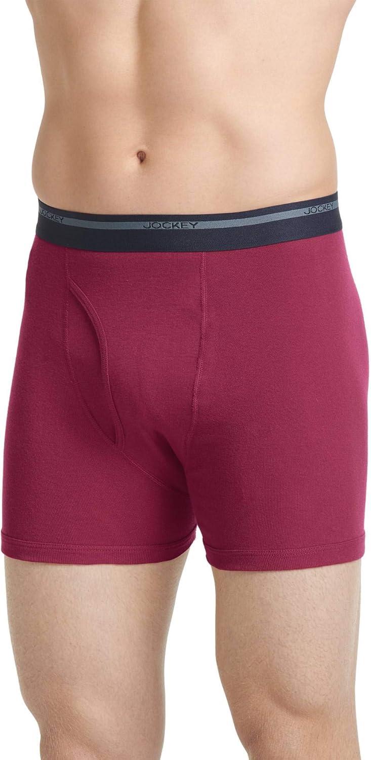 imageJockey Mens Underwear Lightweight Classic 5 Boxer Brief 3 PackTrue NavyIron GreySpanish Wine