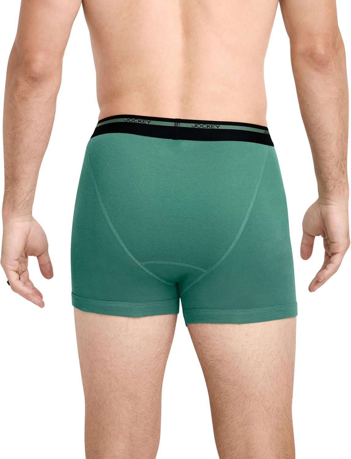 imageJockey Mens Underwear Lightweight Classic 5 Boxer Brief 3 PackTypical Green StripeAmazonTrusty Green
