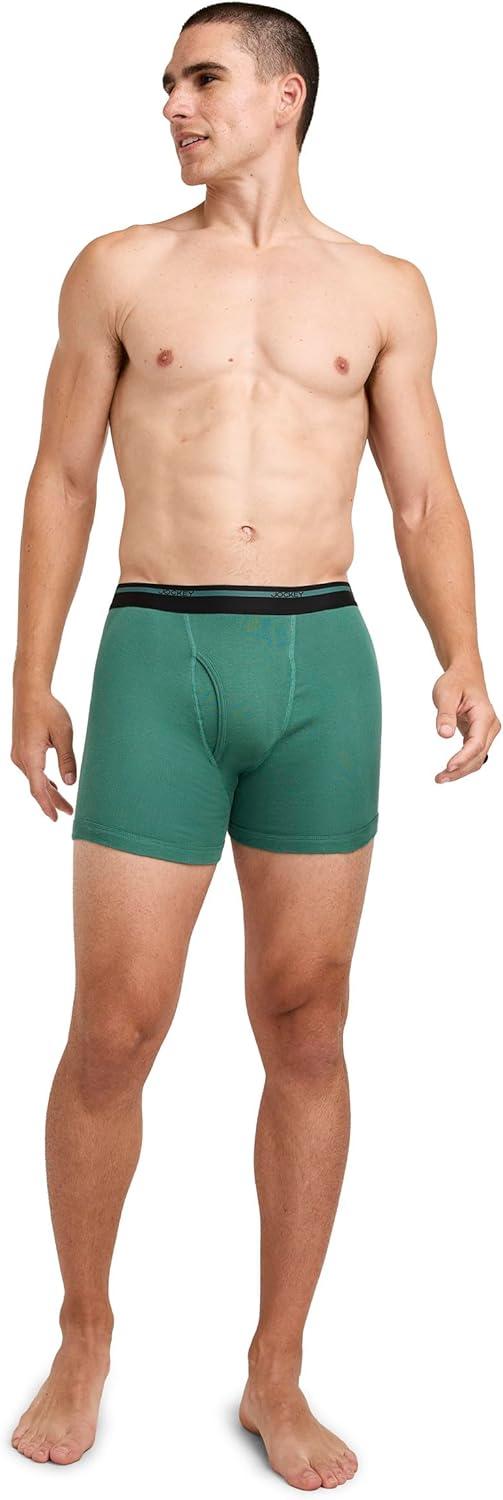 imageJockey Mens Underwear Lightweight Classic 5 Boxer Brief 3 PackTypical Green StripeAmazonTrusty Green