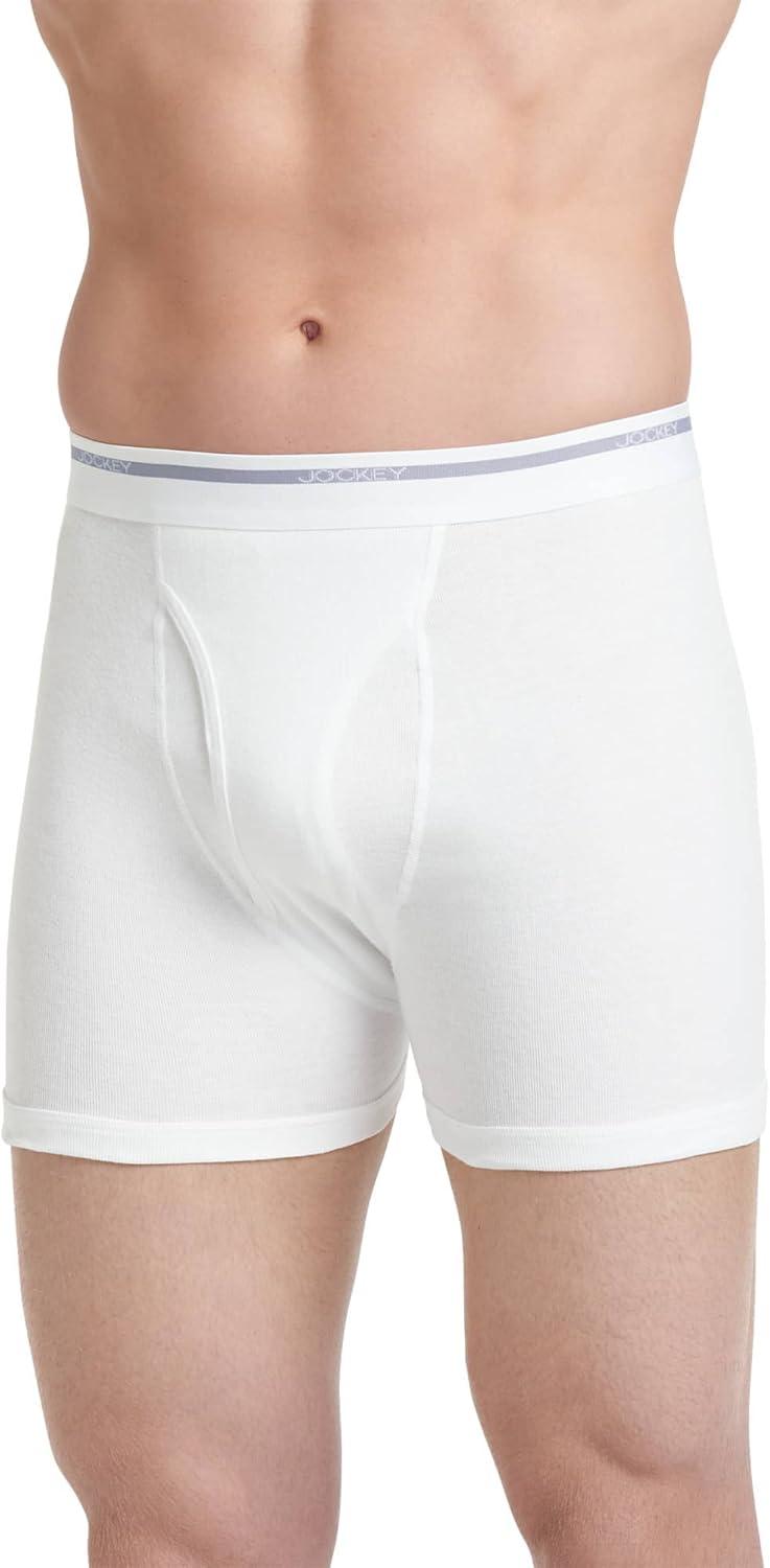 imageJockey Mens Underwear Lightweight Classic 5 Boxer Brief 3 PackWhite