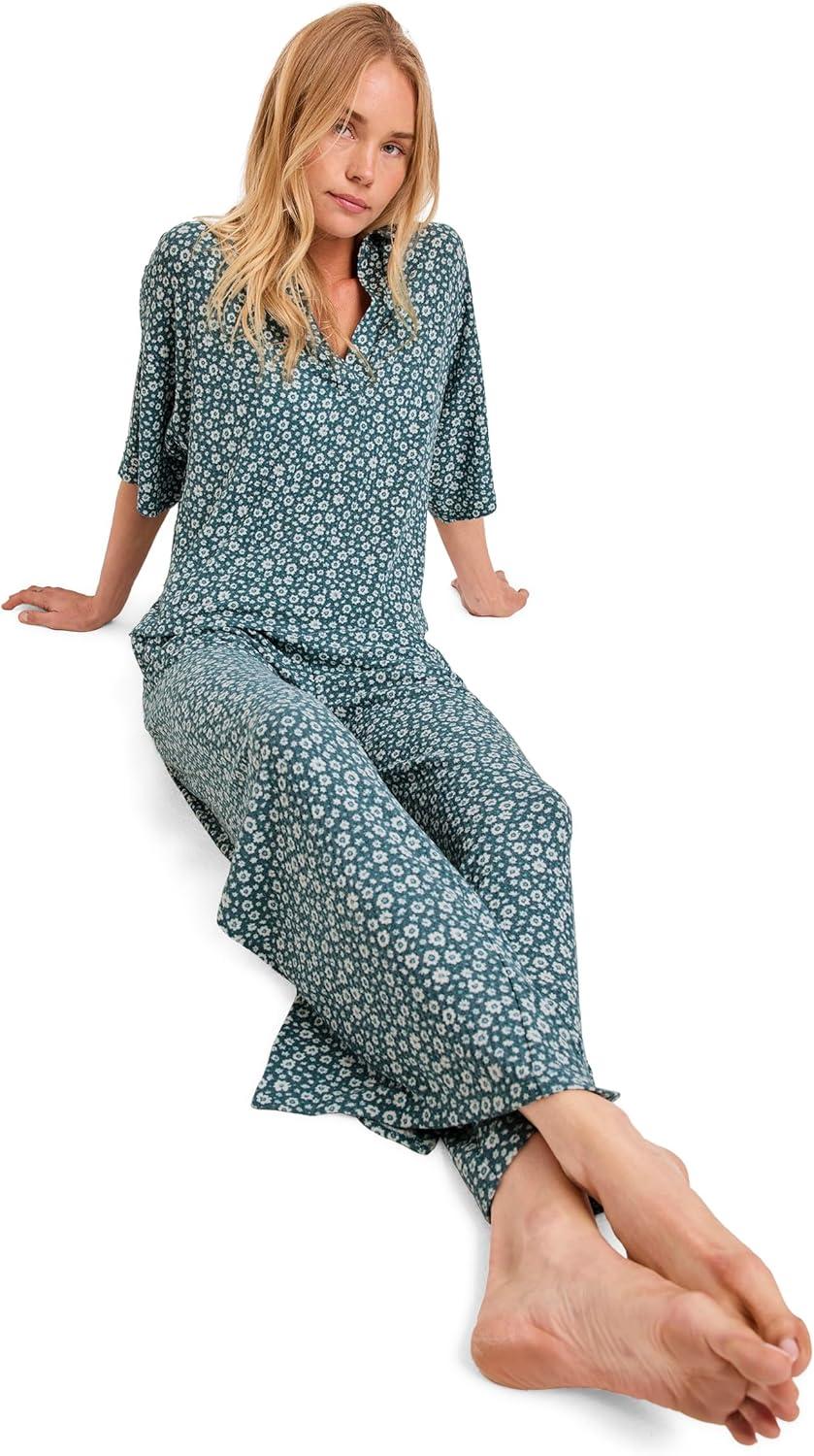 imageJockey Womens Sleepwear Waffle Short Sleeve Top