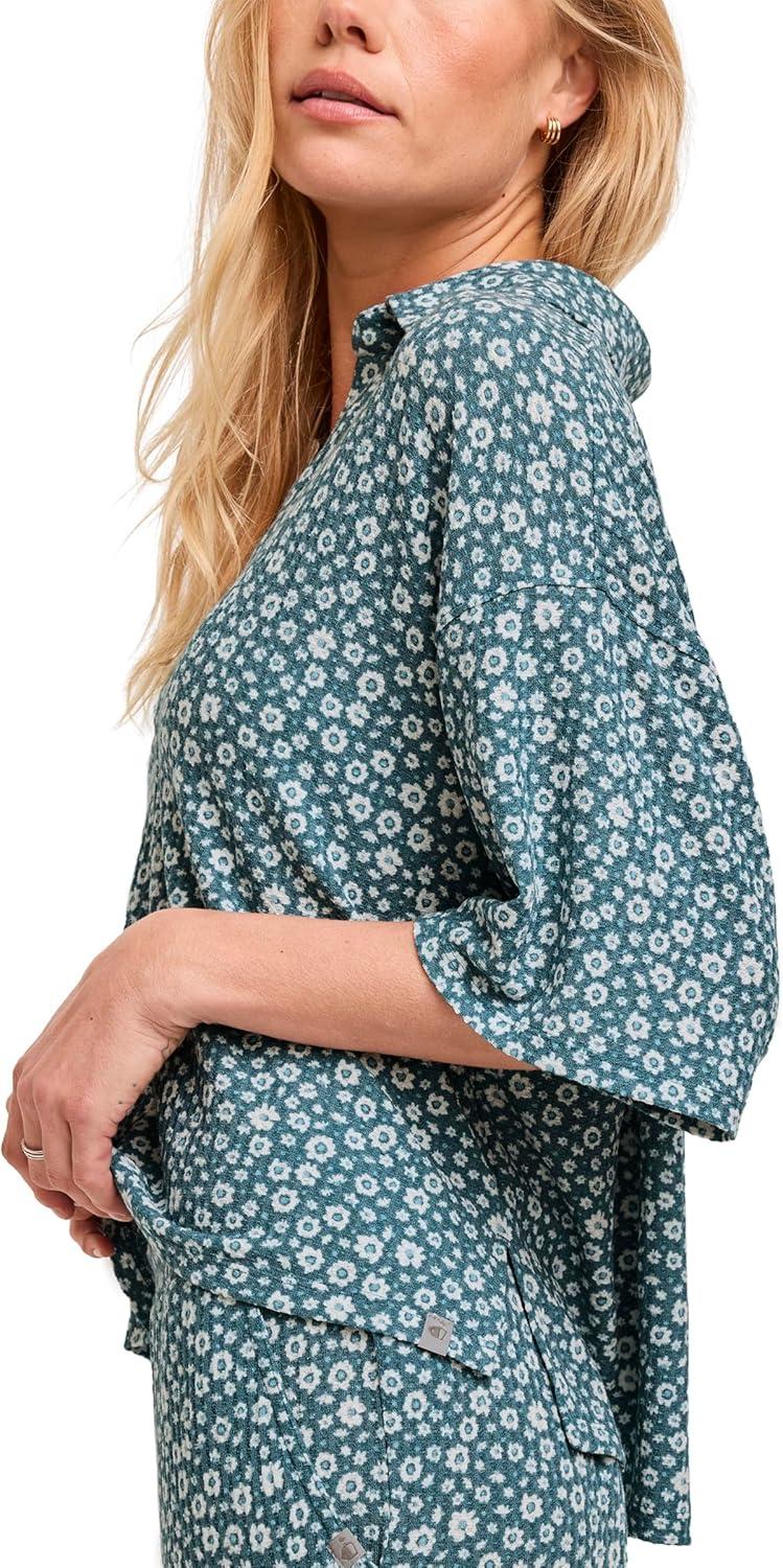 imageJockey Womens Sleepwear Waffle Short Sleeve Top