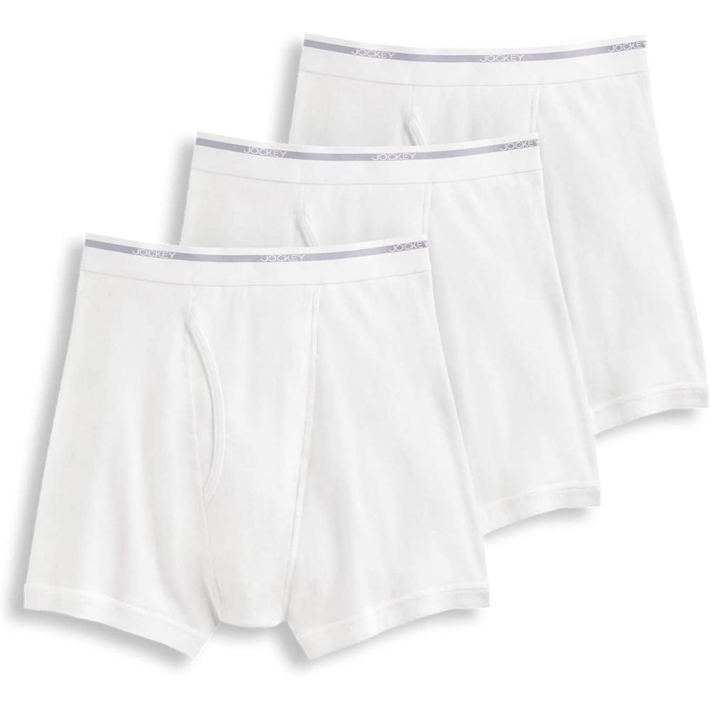 imageJockey Mens Underwear Lightweight Classic 5 Boxer Brief 3 PackWhite