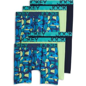 Jockey Men’s Underwear ActiveStretch 7″ Long Leg Boxer Brief – 6 Pack(Spearmint/Crisp Geo/True Navy)