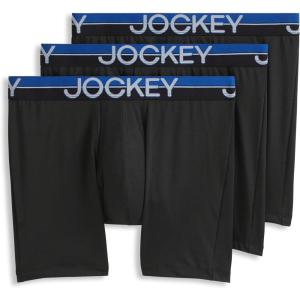 Jockey Men’s Underwear Infinite Cool Microfiber Stretch 6″ Boxer Brief – 3 Pack(Black)