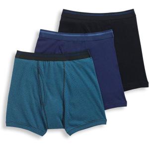Jockey Men’s Underwear Lightweight Classic 5″ Boxer Brief – 3 Pack(Black/Teal Stripe/Rich Blue)