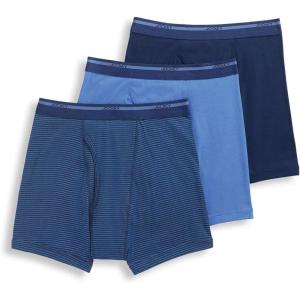 Jockey Men’s Underwear Lightweight Classic 5″ Boxer Brief – 3 Pack(Just Past Midnight/Blue Stripe/Forget Me Not)