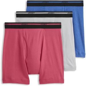 Jockey Men’s Underwear Lightweight Classic 5″ Boxer Brief – 3 Pack(Solid Grey/True Blue Heather/Malibu Red)