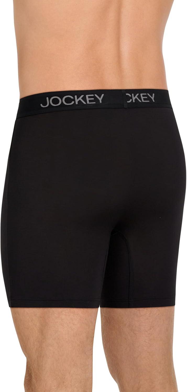 imageJockey Mens Underwear Chafe Proof Pouch Ultra Soft Modal 6 Boxer Brief 3 PackBlack