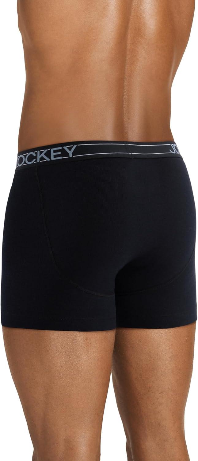 imageJockey Mens Underwear Lightweight Cotton Blend 5 Boxer Brief 4 PackBlack