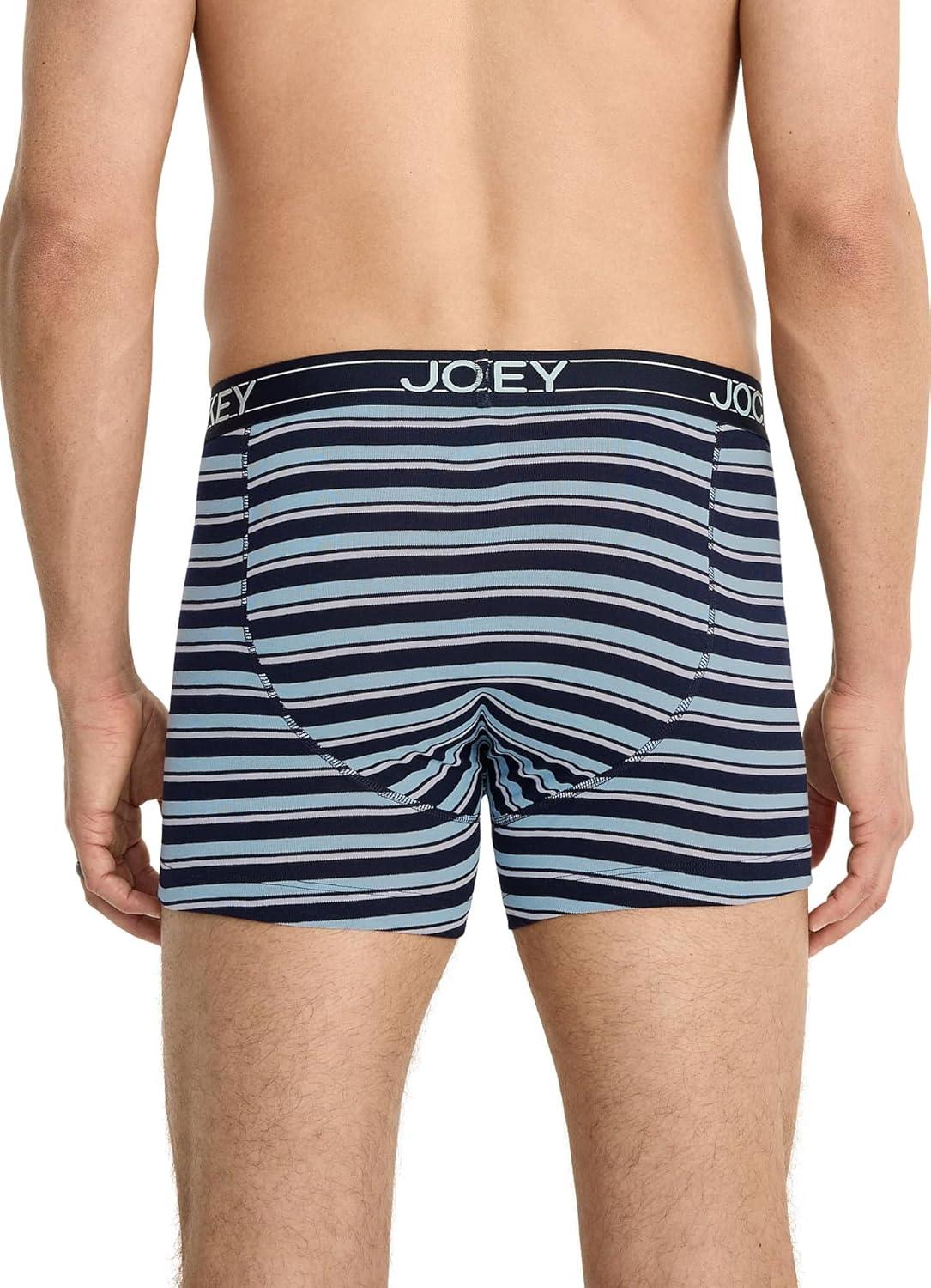 imageJockey Mens Underwear Lightweight Cotton Blend 5 Boxer Brief 4 PackBluest BlueSuitable StripeTrue NavyRed Pear