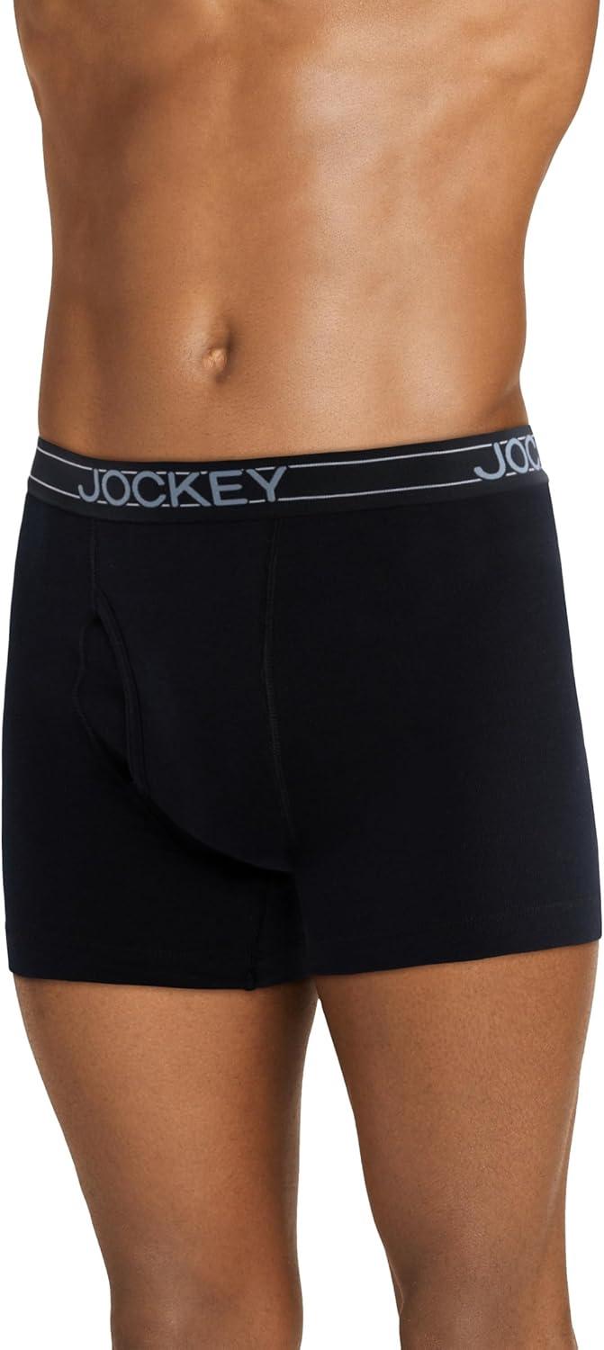 imageJockey Mens Underwear Lightweight Cotton Blend 5 Boxer Brief 4 PackCharcoal HeatherTrusted PewterQuartz GreyBlack