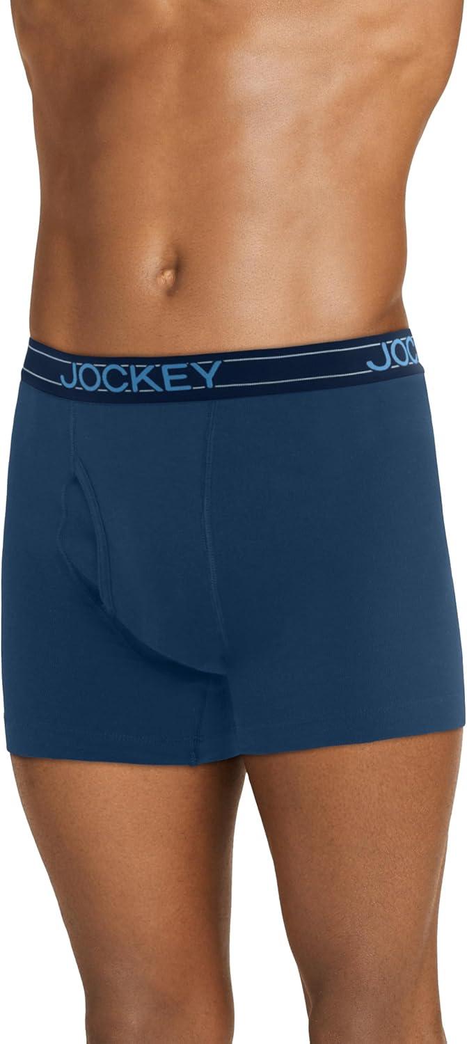 imageJockey Mens Underwear Lightweight Cotton Blend 5 Boxer Brief 4 PackSparkling WatersBlue HeavenFaded Denim HeatherInk Well