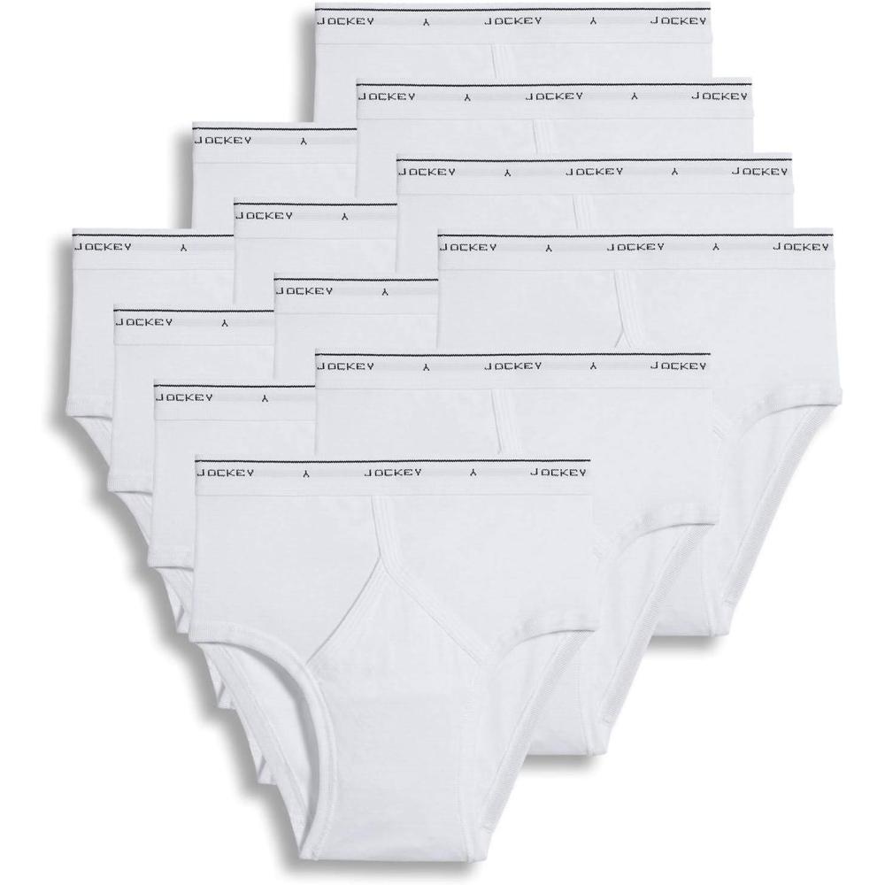 imageJockey Mens Underwear Classic Low Rise Brief 12 PackWhite