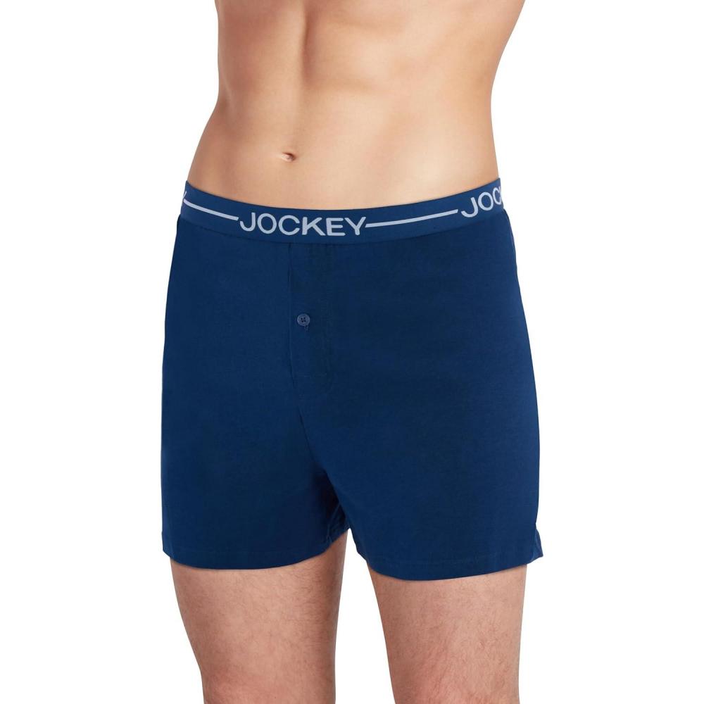imageJockey Mens Underwear Organic Cotton Stretch 4 BoxerInk Well Blue