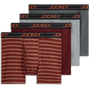 Jockey Men’s Underwear Lightweight Cotton Blend 5″ Boxer Brief – 4 Pack(Ashberry)