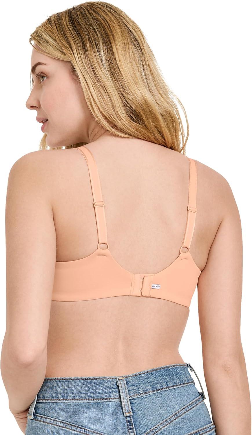 imageJockey Womens Bra Smooth amp Sleek Microfiber Full Coverage Wirefree TShirt BraPeach Smoothie