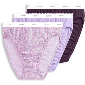 Jockey Women’s Underwear Classic French Cut – 3 Pack(Cherry Wine/Floral Bushes/Sheer Lilac)