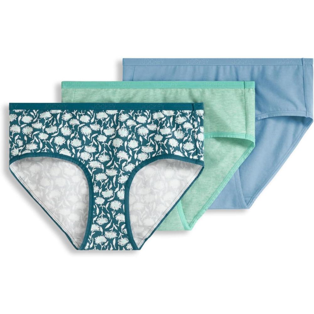 imageJockey Womens Underwear Organic Cotton Stretch Logo Hipster 3 PackCoastline Mix