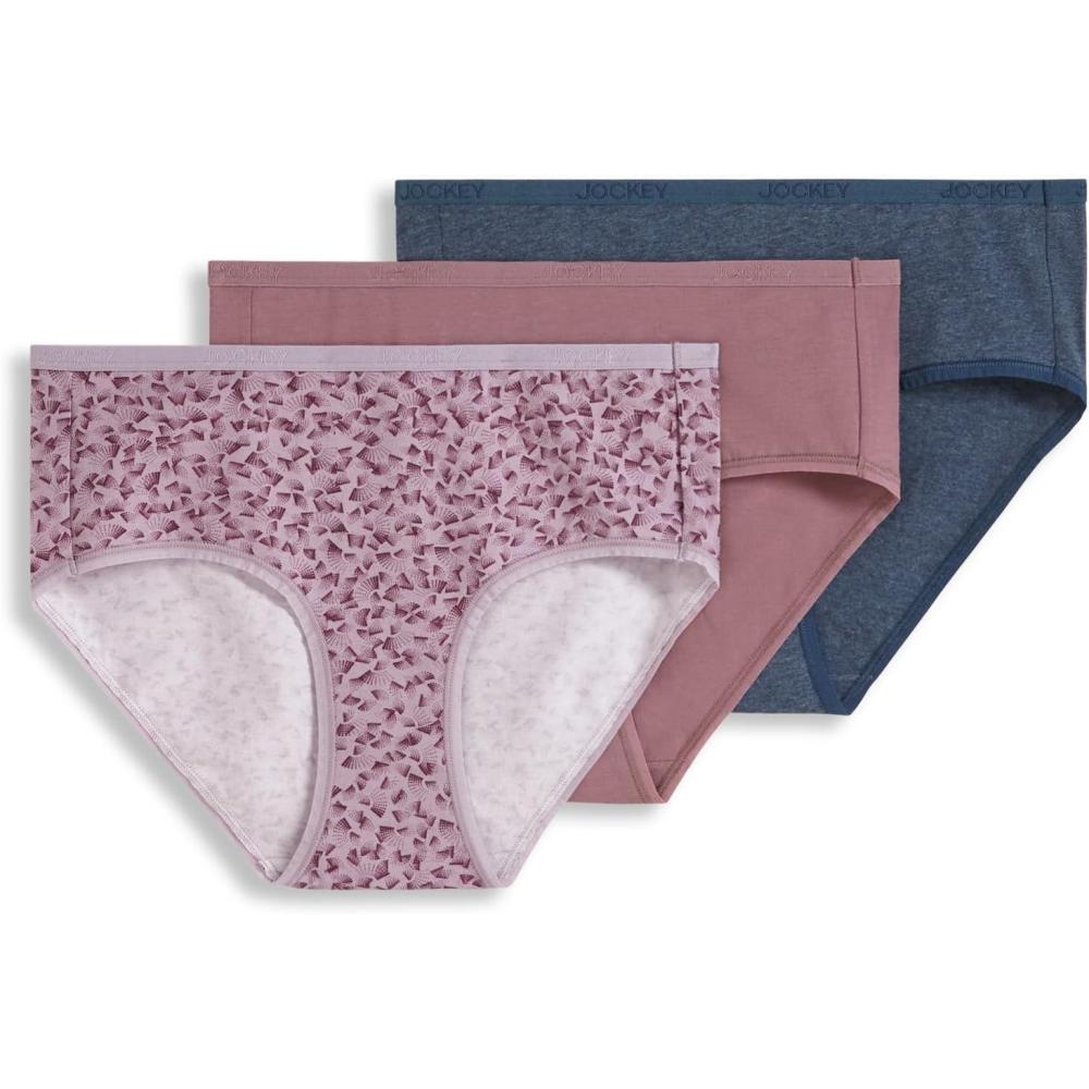 imageJockey Womens Underwear Organic Cotton Stretch Logo Hipster  3 PackPurple Haze Dot