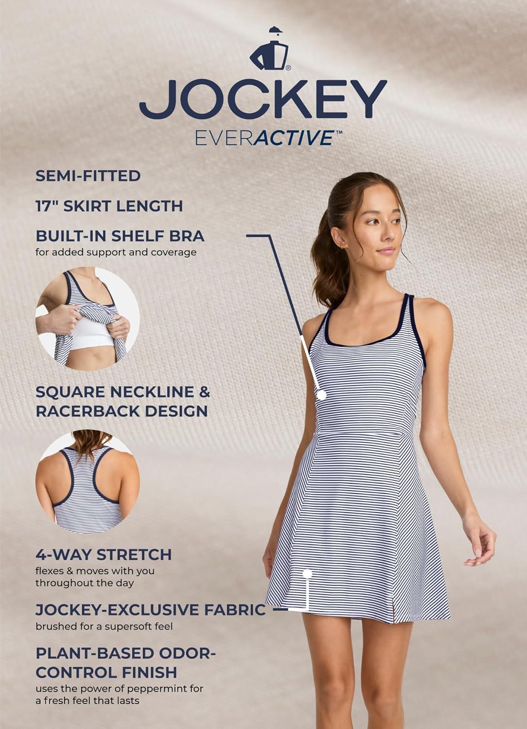 imageJockey Womens Activewear EverActive Racerback Dress with Builtin BraDragonfruit Red