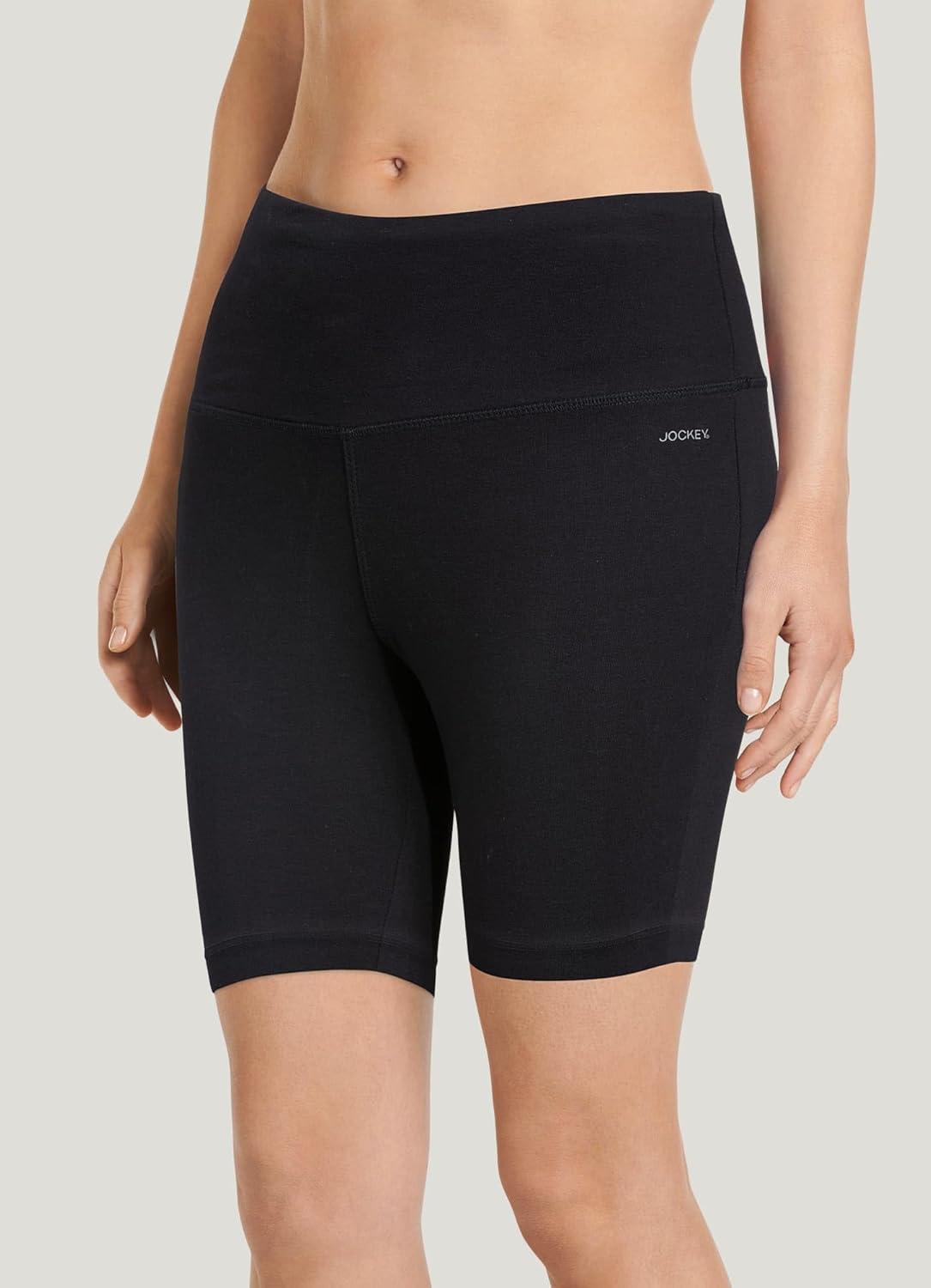 imageJockey Womens Activewear High Rise Cotton Stretch 10 Bike ShortBlack
