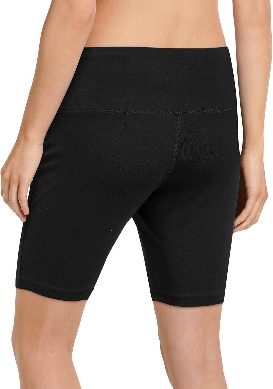 imageJockey Womens Activewear High Rise Cotton Stretch 10 Bike ShortBlack
