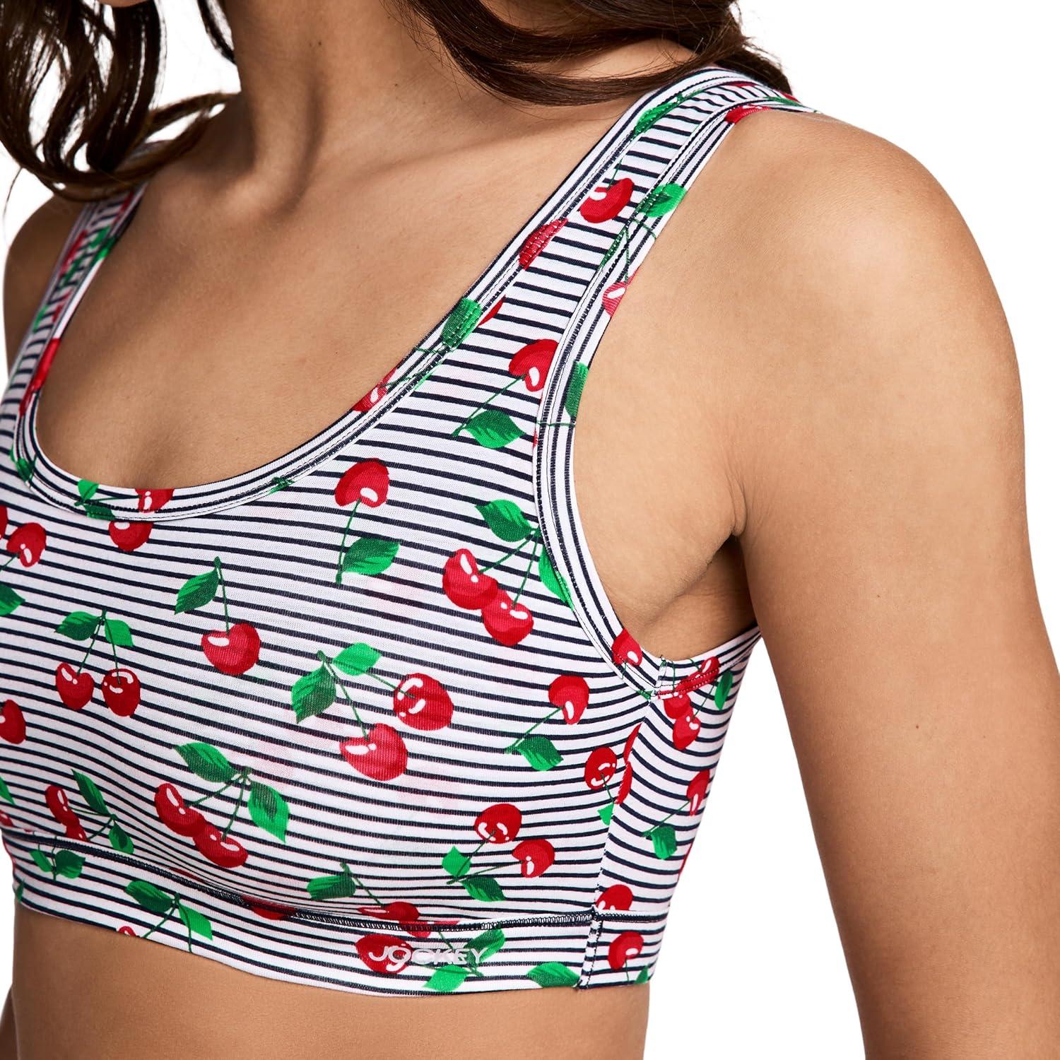 imageJockey Womens Bra Organic Cotton Stretch Tank Strap BraletteFresh Cherries