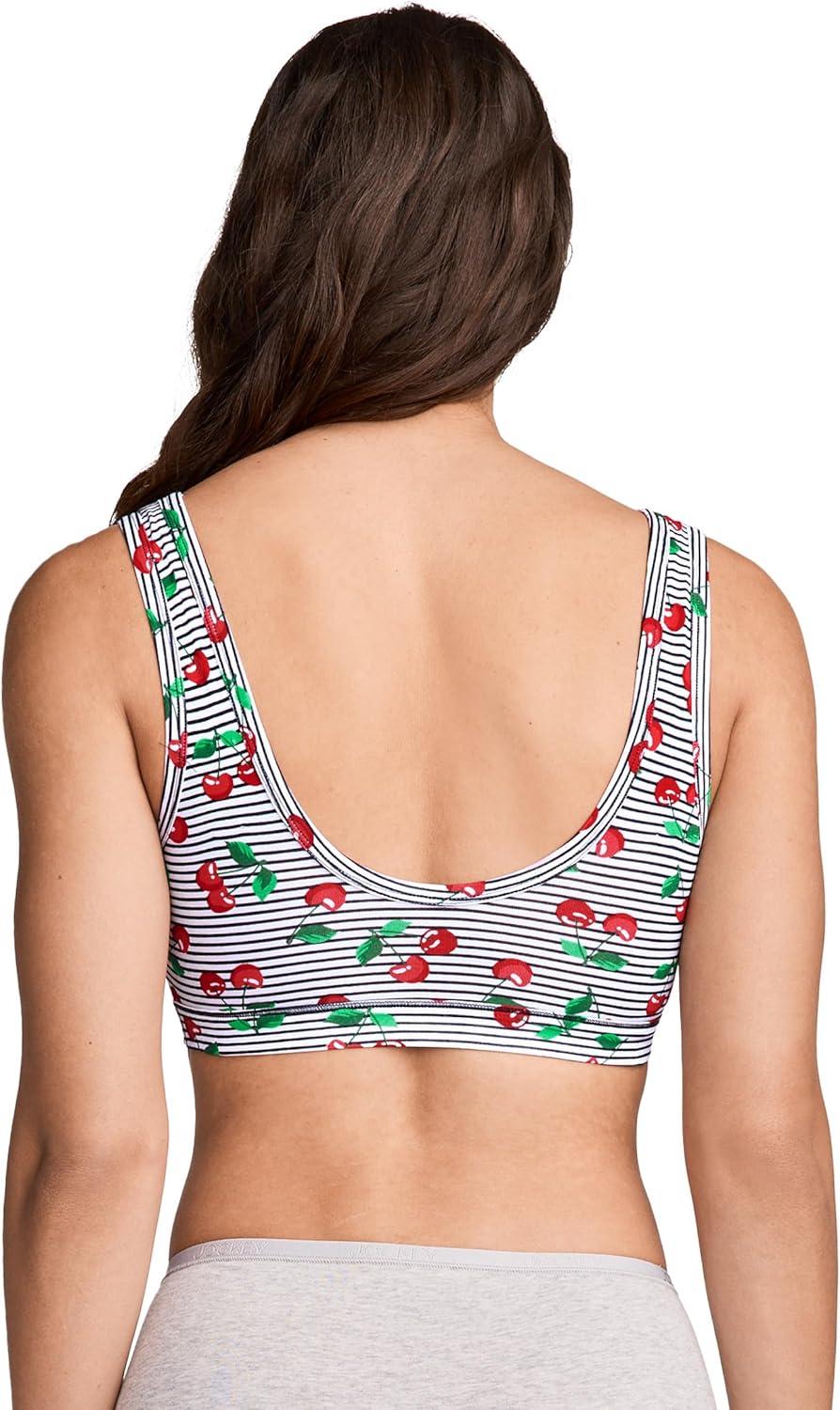 imageJockey Womens Bra Organic Cotton Stretch Tank Strap BraletteFresh Cherries