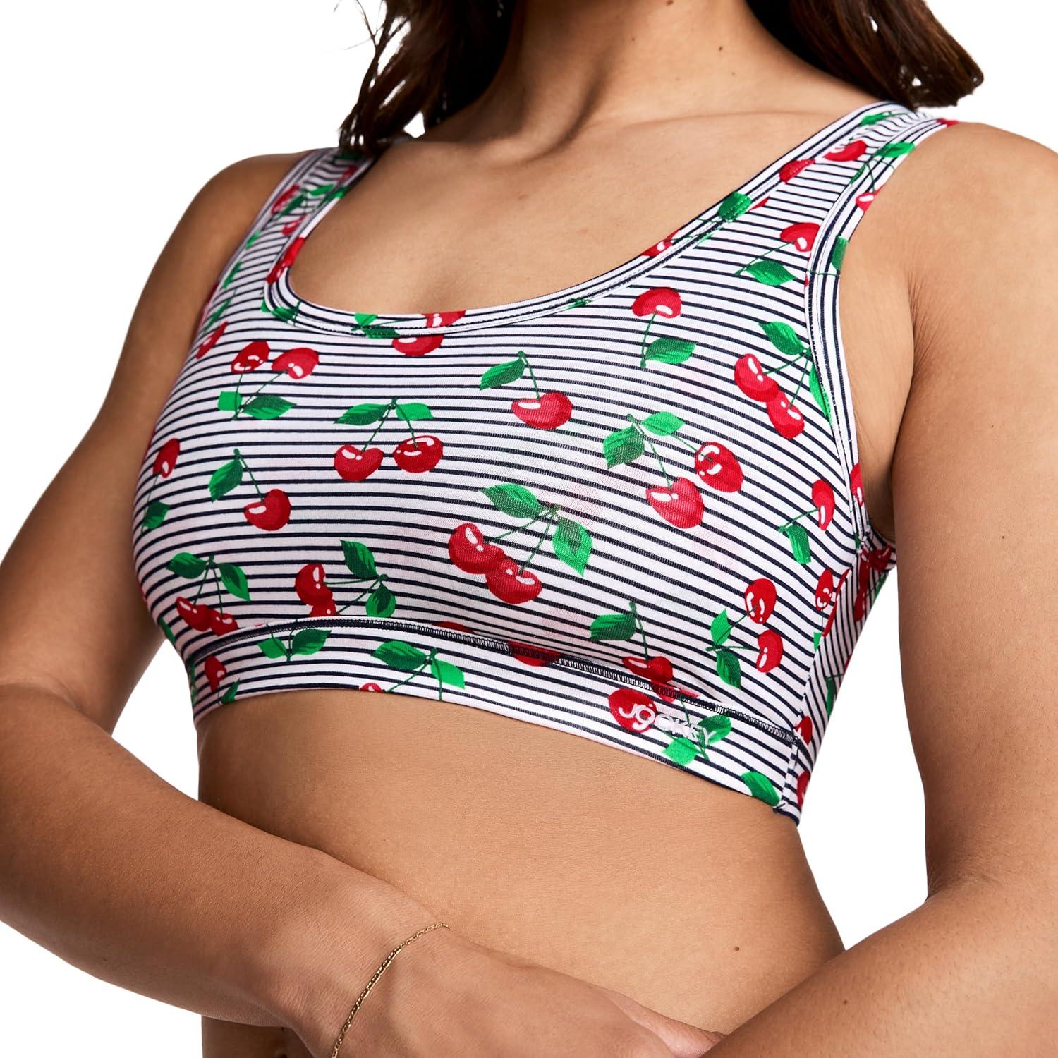 imageJockey Womens Bra Organic Cotton Stretch Tank Strap BraletteFresh Cherries