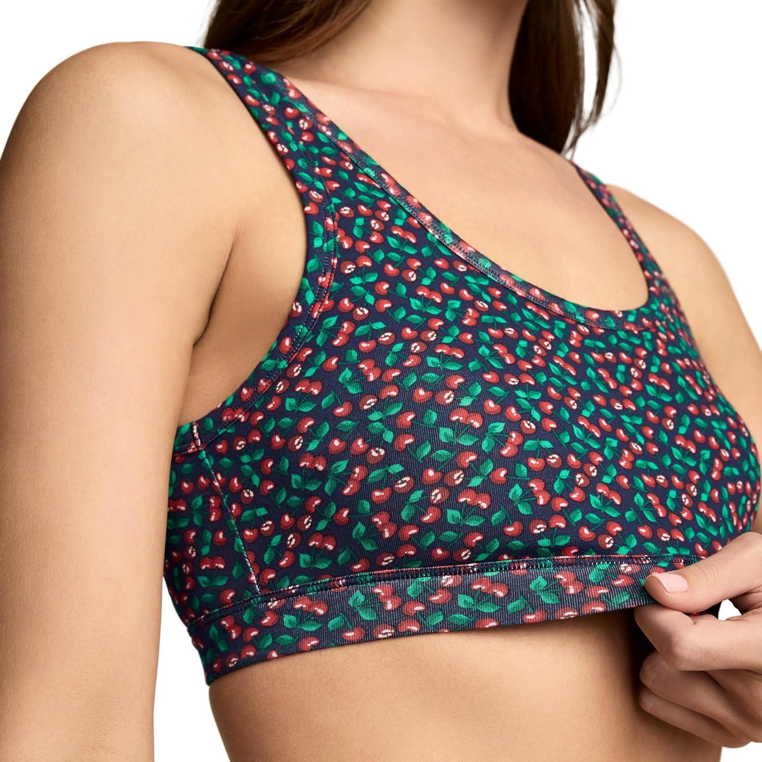 imageJockey Womens Bra Organic Cotton Stretch Tank Strap BraletteFresh Cherry