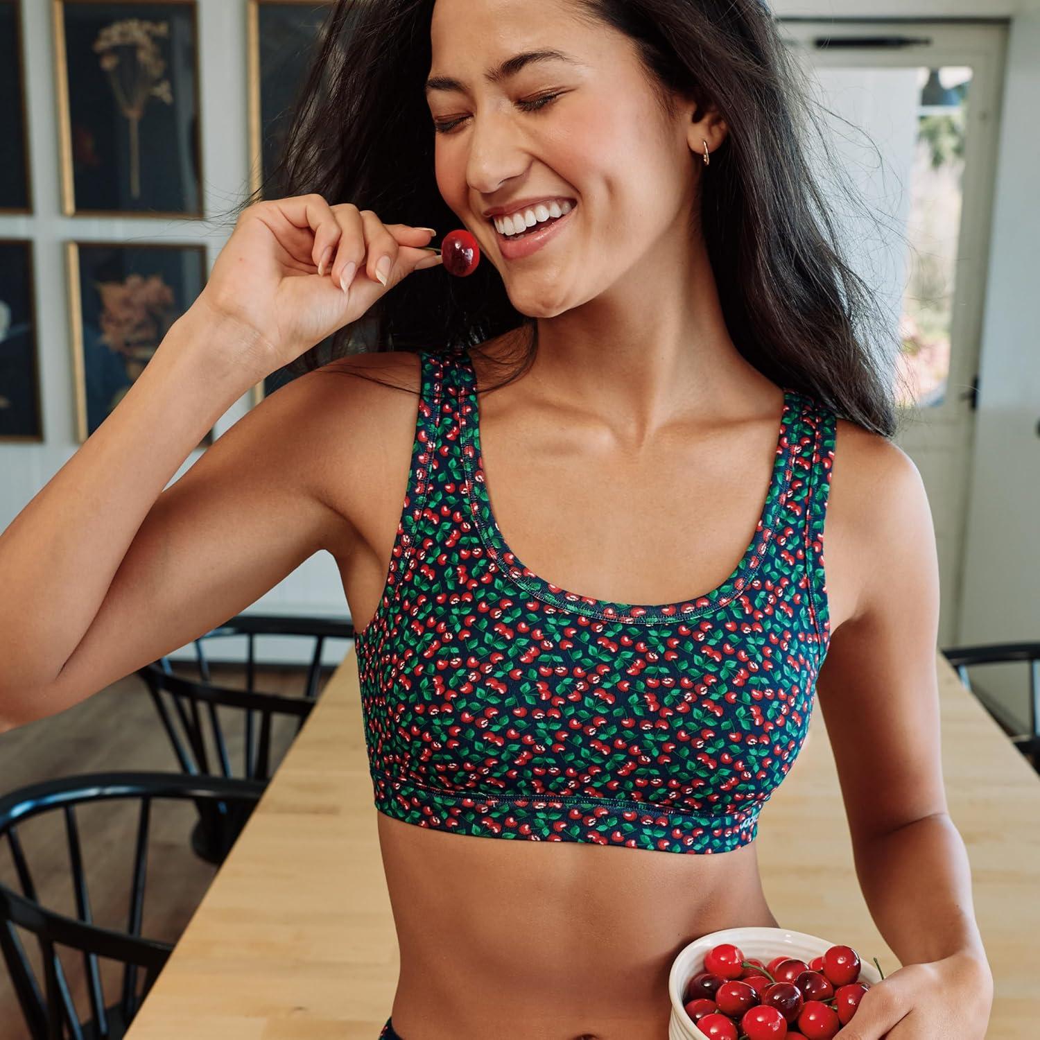 imageJockey Womens Bra Organic Cotton Stretch Tank Strap BraletteFresh Cherry