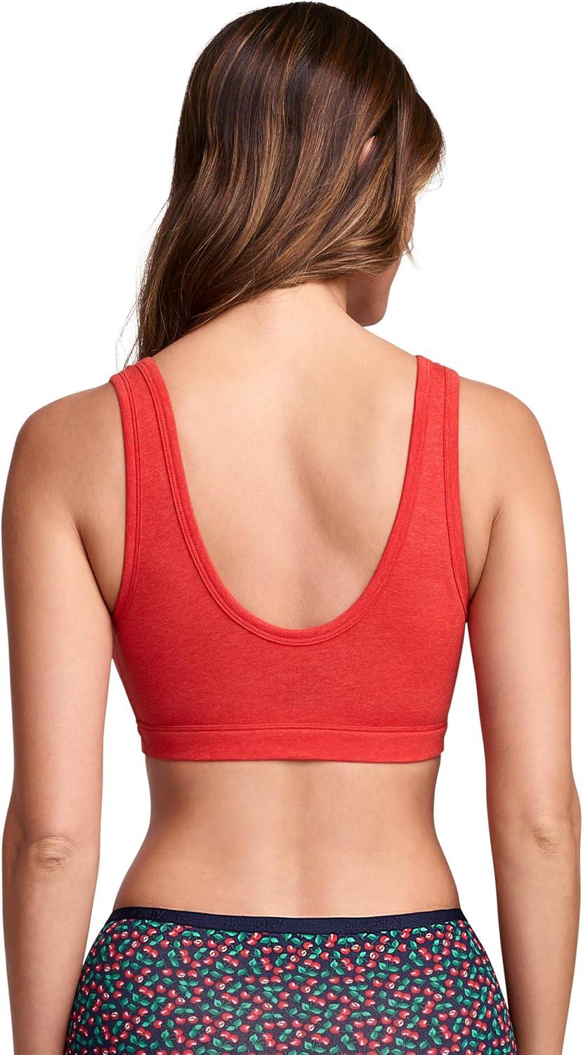 imageJockey Womens Bra Organic Cotton Stretch Tank Strap BraletteRed Heather