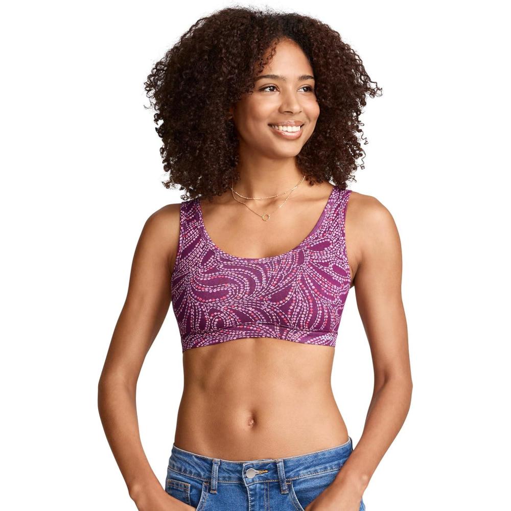 imageJockey Womens Bra Organic Cotton Stretch Tank Strap BraletteCascading Plume