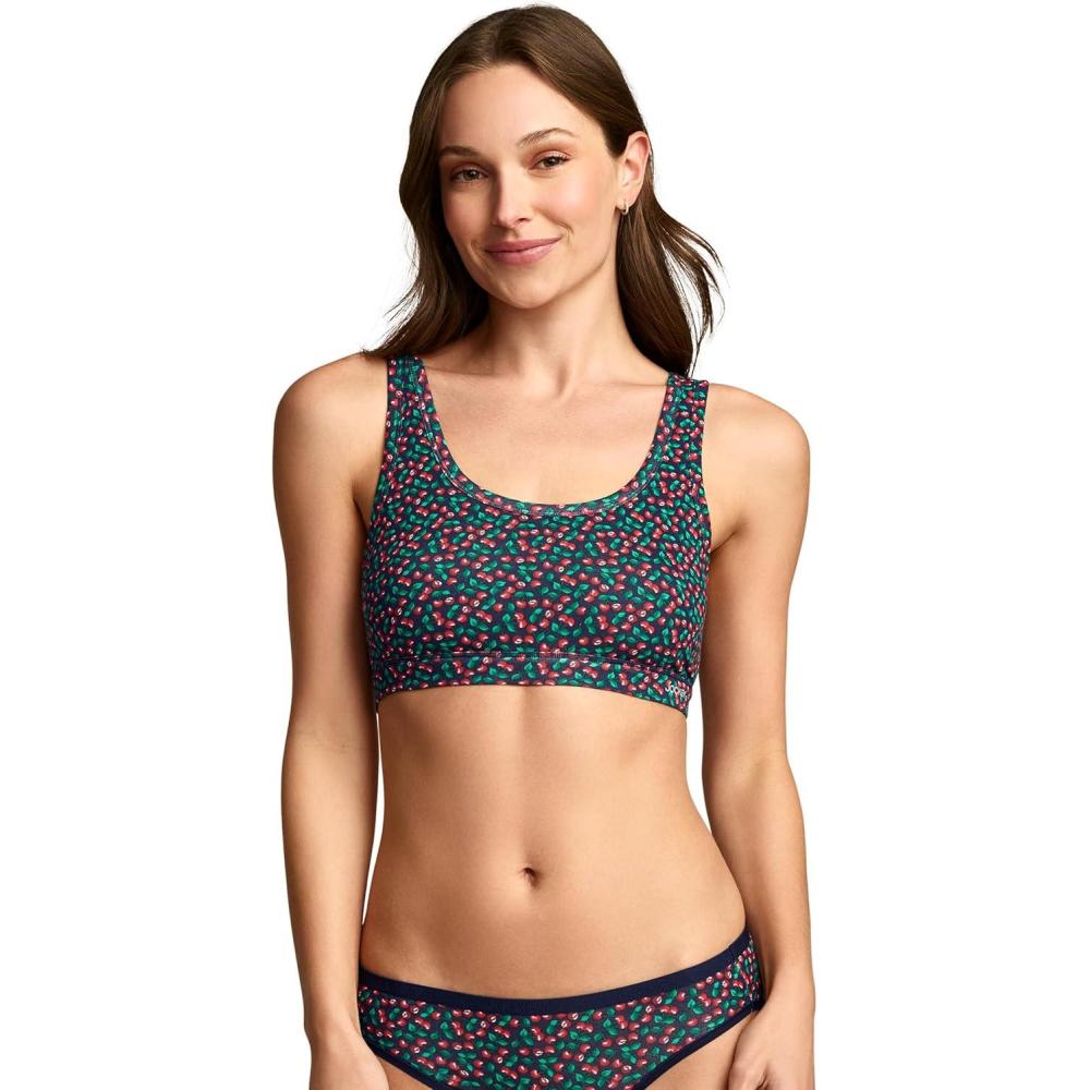 imageJockey Womens Bra Organic Cotton Stretch Tank Strap BraletteFresh Cherry