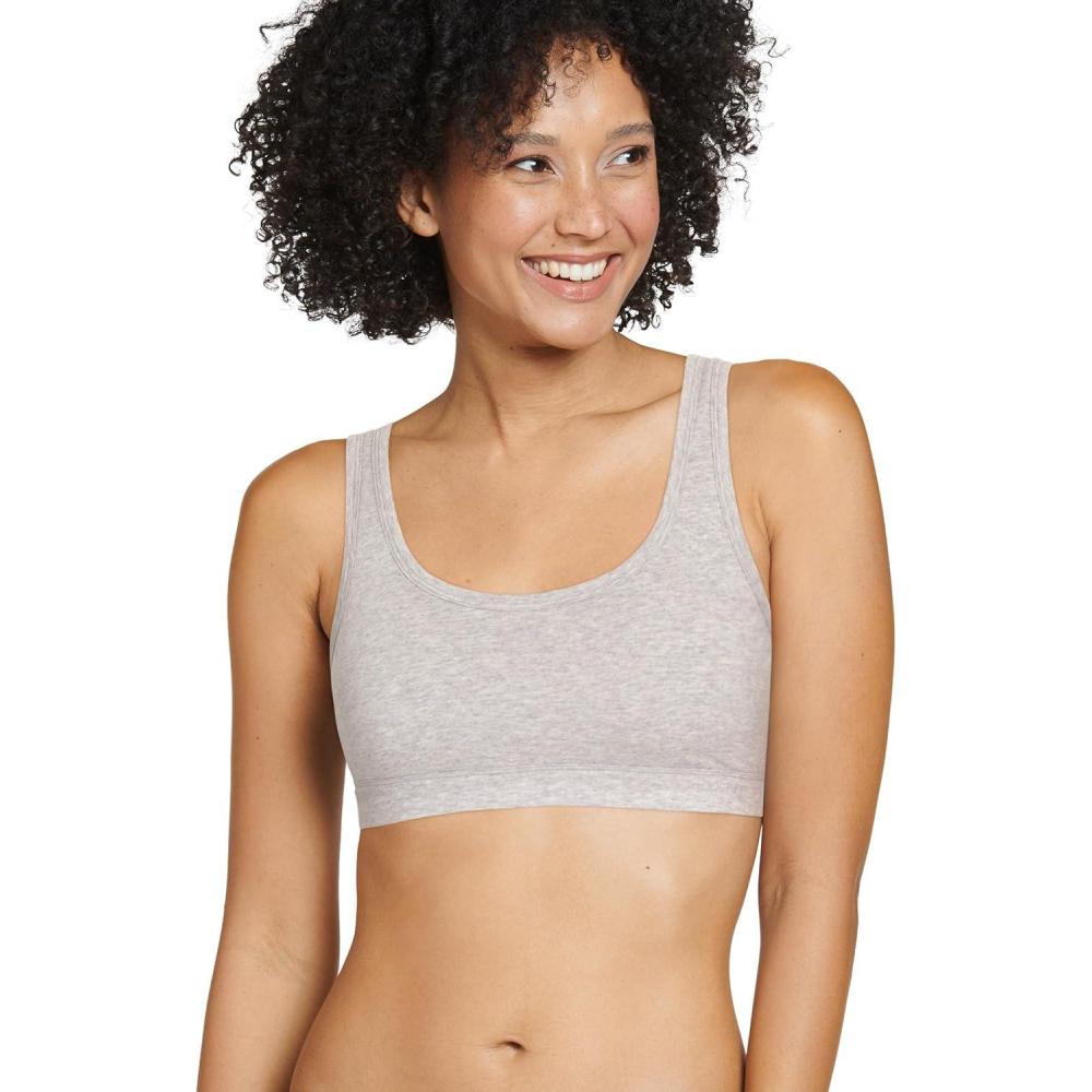 imageJockey Womens Bra Organic Cotton Stretch Tank Strap BraletteHeather Grey