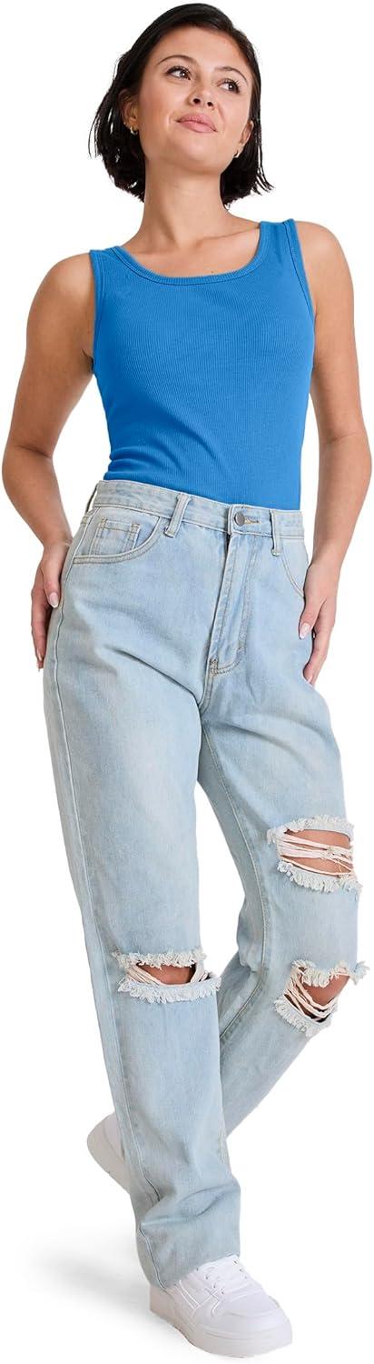 imageJockey Womens Performance 100 Cotton Rib TankCrisp Blue