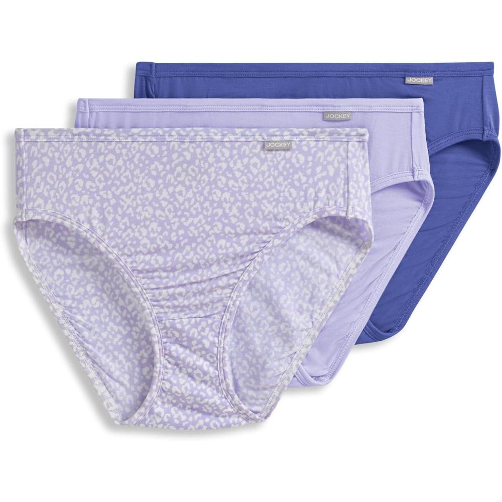 imageJockey Womens Underwear Supersoft French Cut 3 PackSerene Leopard PrintViolet VeilFuture Dusk