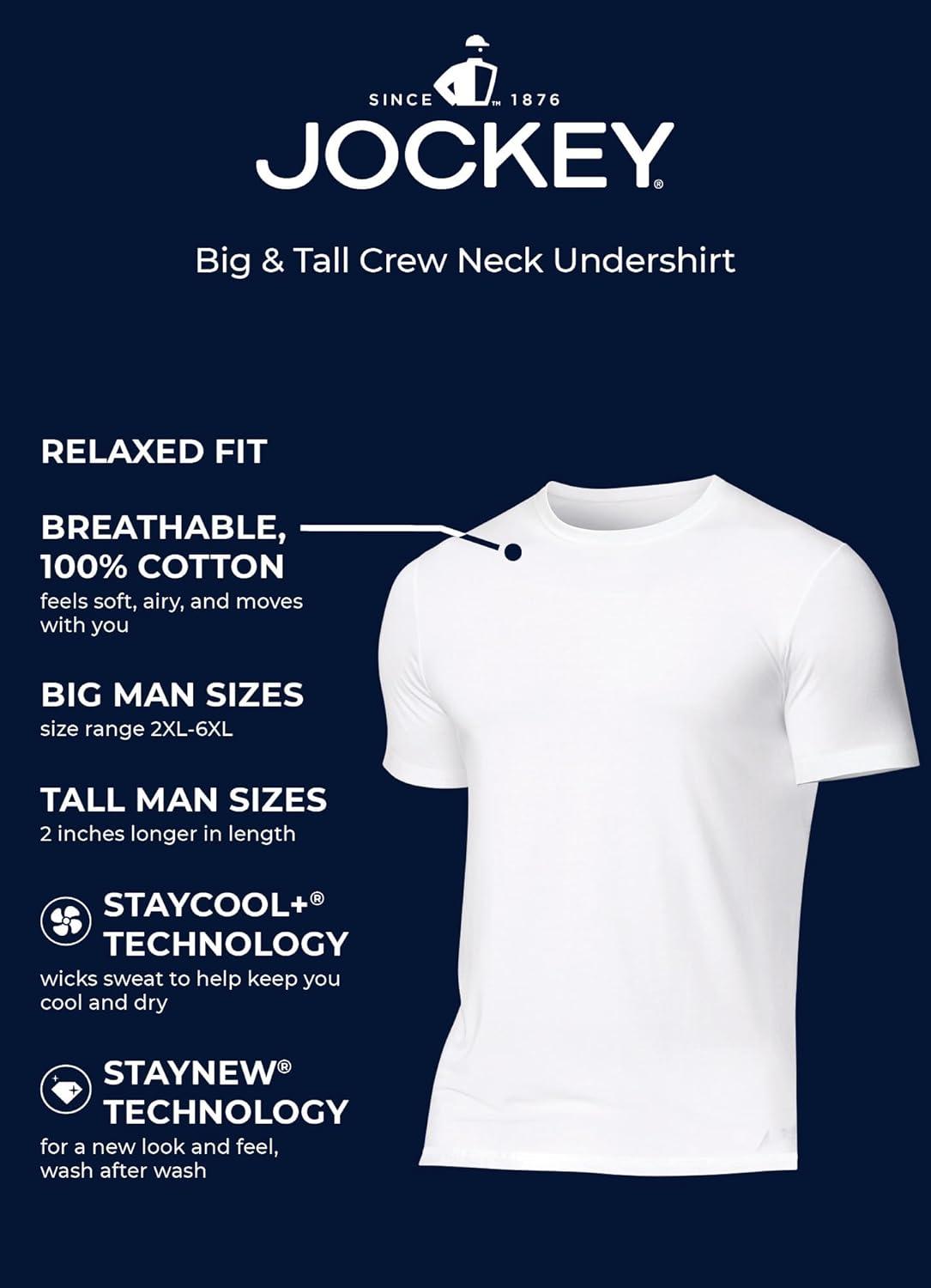 imageJockey Mens Undershirt Big amp Tall Classic Crew Neck Undershirt 12 PackBlack