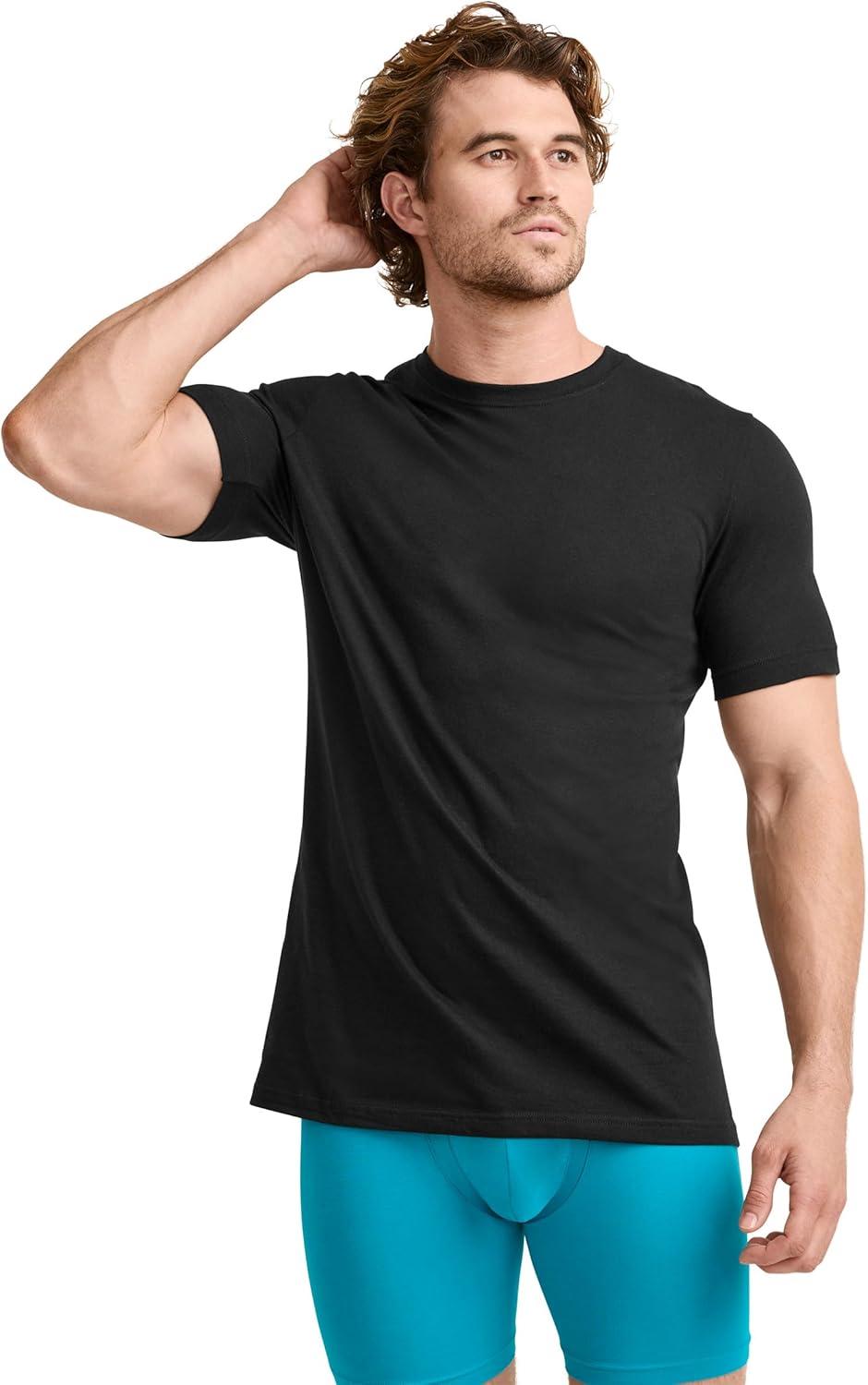 imageJockey Mens Undershirt Big amp Tall Classic Crew Neck Undershirt 12 PackBlack