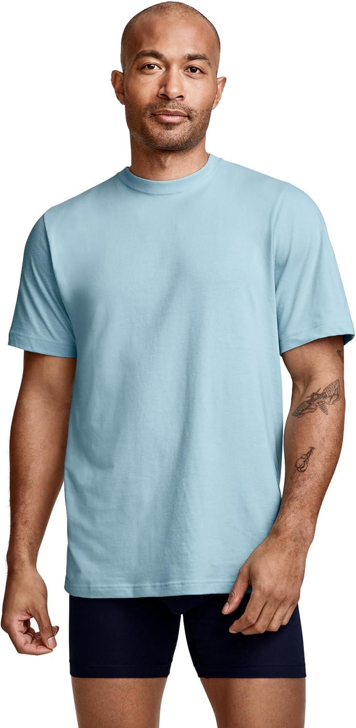 imageJockey TShirts for Men Crew Neck Undershirts Cotton Mens TShirts 3 PackCoral Drift