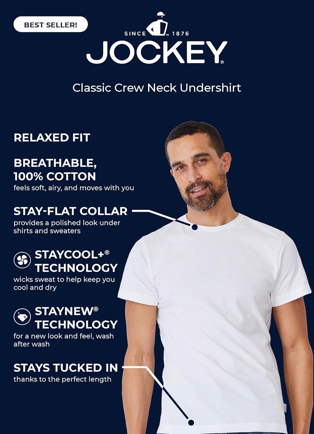 imageJockey TShirts for Men Crew Neck Undershirts Cotton Mens TShirts 3 PackCoral Drift