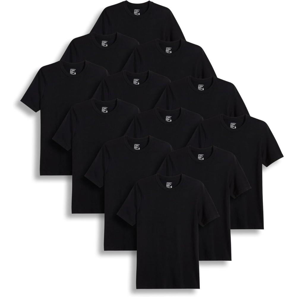 imageJockey Mens Undershirt Big amp Tall Classic Crew Neck Undershirt 12 PackBlack